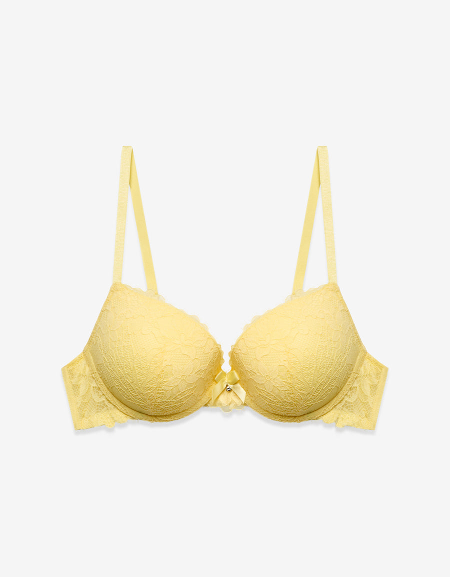 Lace Push Up Bra in Yellow