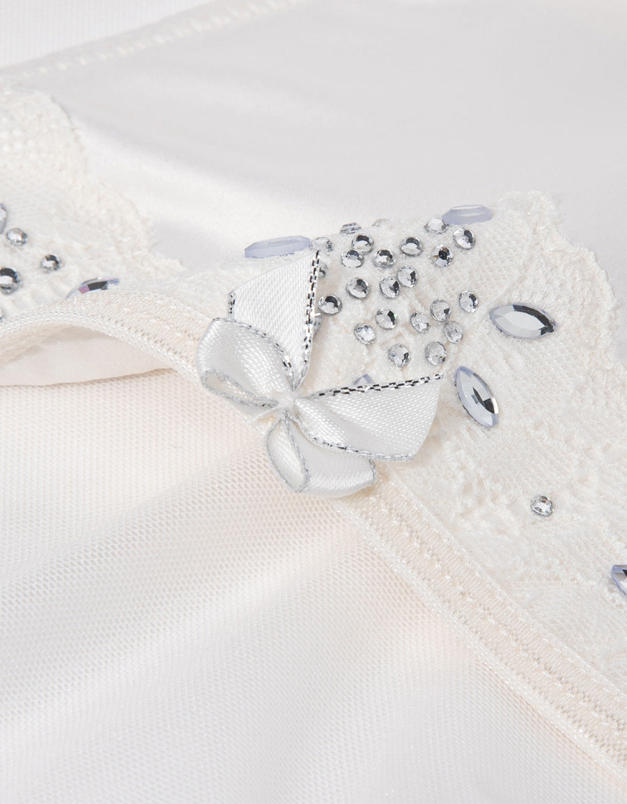 Sparkle Lace-Trim Satin Tanga Panty