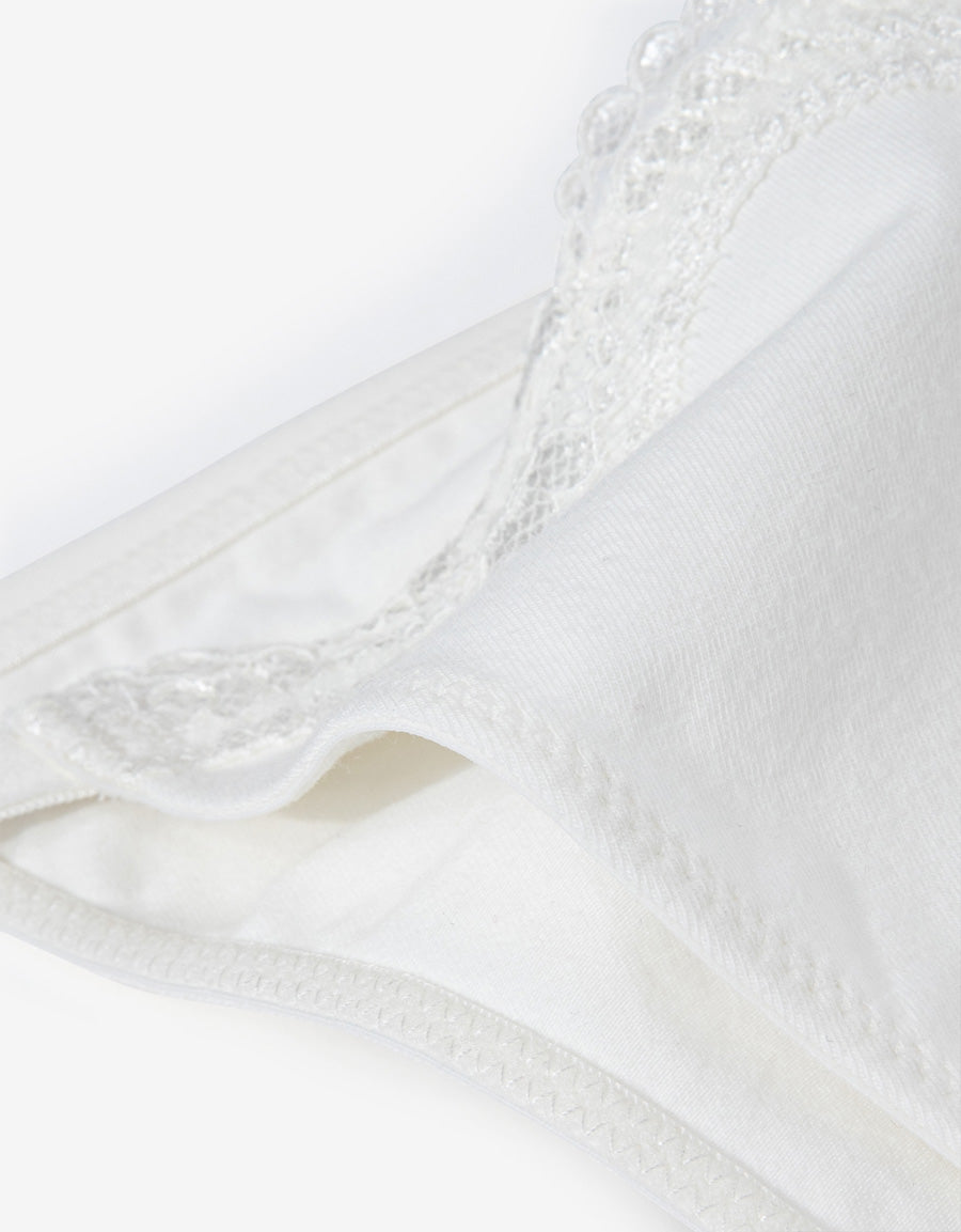 Lace-Trim Cotton Tanga Panty