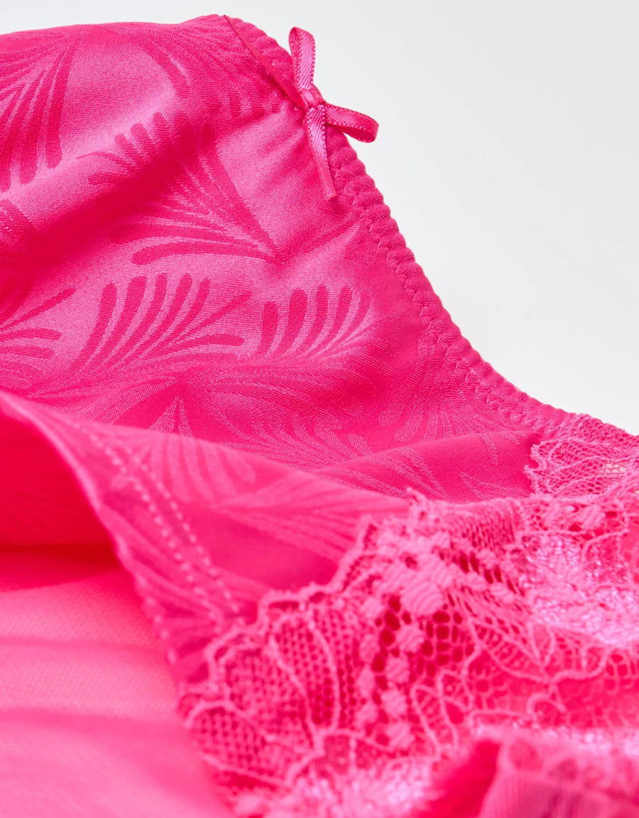 Lace-Trim Jacquard Satin Hipster Panty