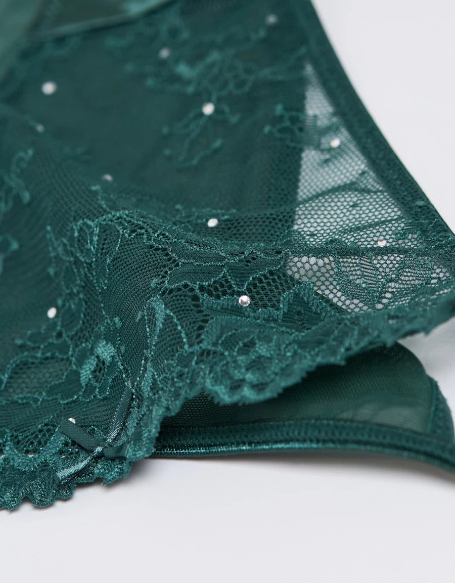 Diamante Detail Lace Tanga Panty