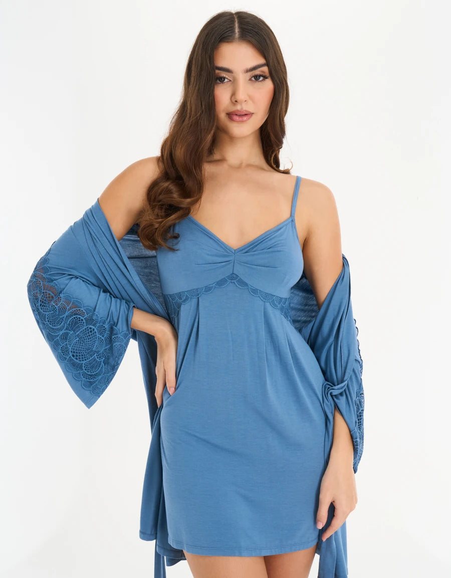 Lace-Trim Short Dress Set
