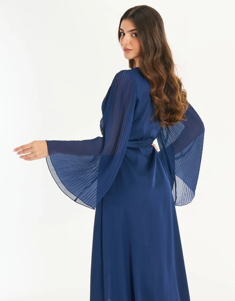 Lace-Trim Satin Long Robe