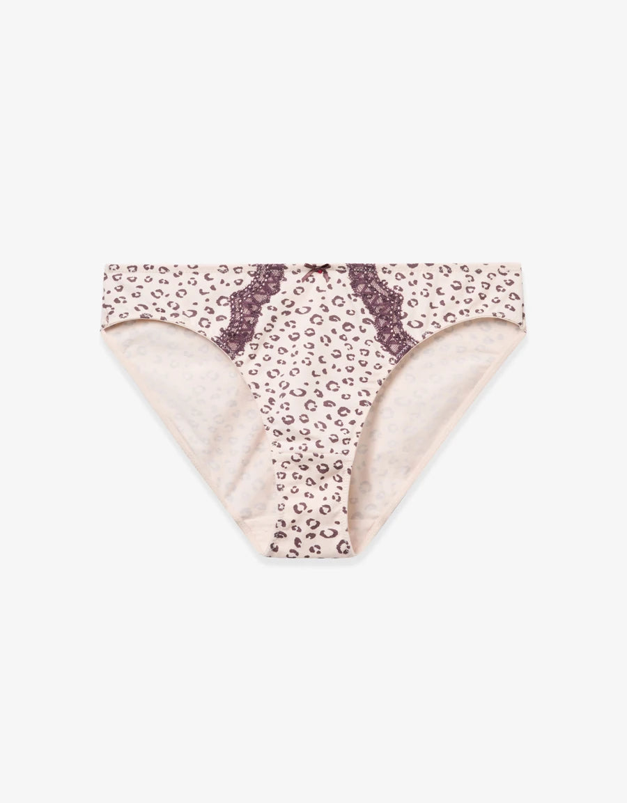Lace-Trim Leopard Print Bikini Panty