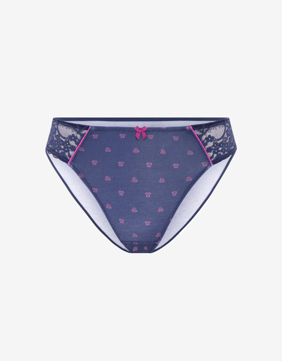 Lace-Trim Cotton Bikini Panty