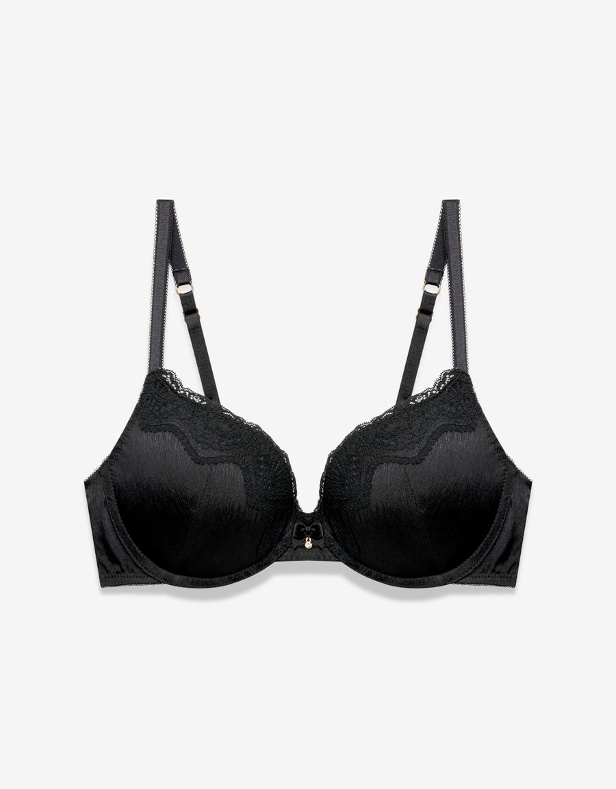 Satin Push Up Bra in Black