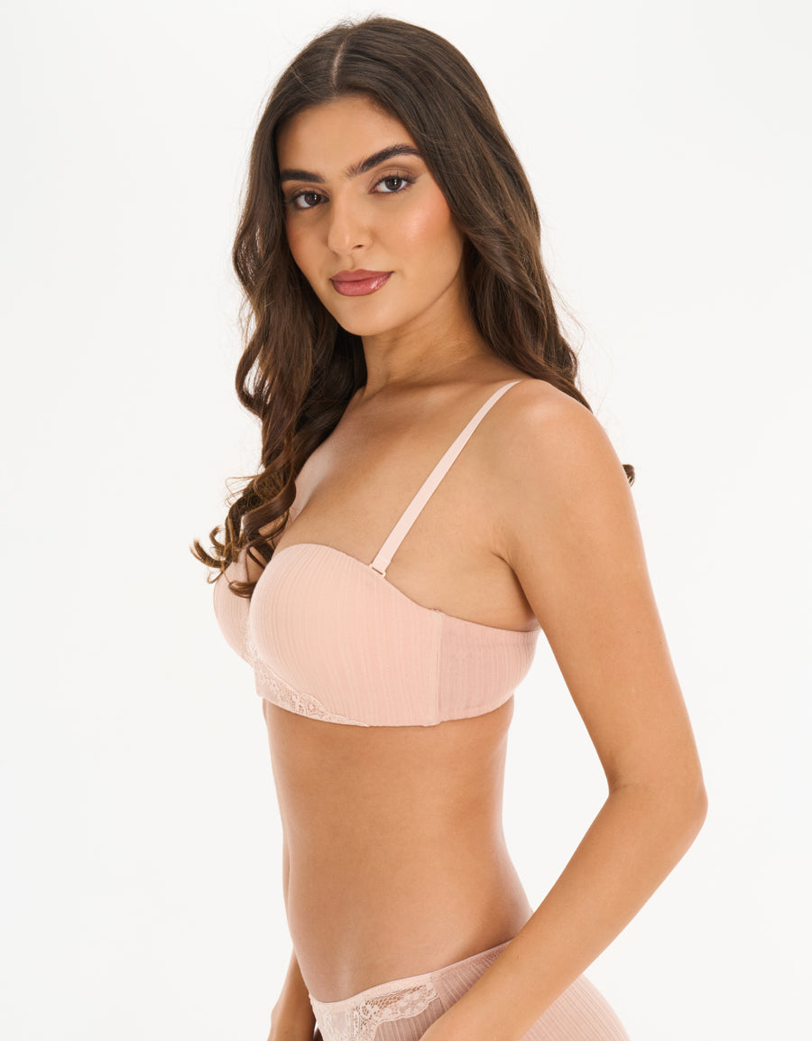 Multiway Ribbed Push Up Bra in Cream